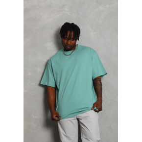 Erkek Düz Yazlık Kısa Kol Tişört Bisiklet Yaka Oversize T-Shirt - Mint Yeşili