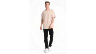 Erkek Düz Penye Tişört Bisiklet Yaka Kısa Kol Regular Fit T-Shirt - Bej
