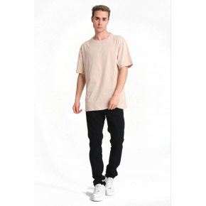 Erkek Düz Penye Tişört Bisiklet Yaka Kısa Kol Regular Fit T-Shirt - Bej