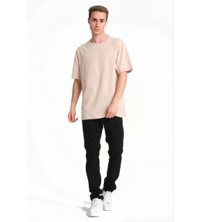 Erkek Düz Penye Tişört Bisiklet Yaka Kısa Kol Regular Fit T-Shirt - Bej