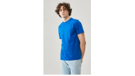 Erkek Düz Penye Tişört Bisiklet Yaka Kısa Kol Regular Fit T-Shirt - Mavi Erkek Düz Penye Tişört Bisiklet Yaka Kısa Kol Regular Fit T-Shirt - Mavi