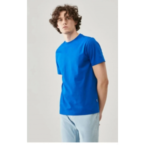 Erkek Düz Penye Tişört Bisiklet Yaka Kısa Kol Regular Fit T-Shirt - Mavi