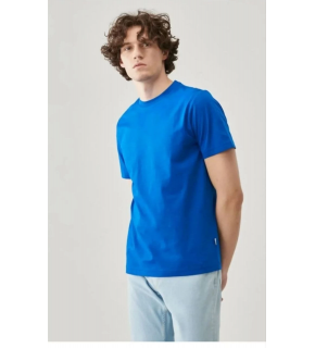 Erkek Düz Penye Tişört Bisiklet Yaka Kısa Kol Regular Fit T-Shirt - Mavi