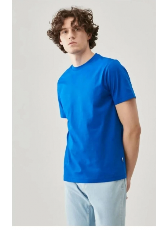 Erkek Düz Penye Tişört Bisiklet Yaka Kısa Kol Regular Fit T-Shirt - Mavi Erkek Düz Penye Tişört Bisiklet Yaka Kısa Kol Regular Fit T-Shirt - Mavi