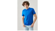 Erkek Düz Penye Tişört Bisiklet Yaka Kısa Kol Regular Fit T-Shirt - Mavi Erkek Düz Penye Tişört Bisiklet Yaka Kısa Kol Regular Fit T-Shirt - Mavi
