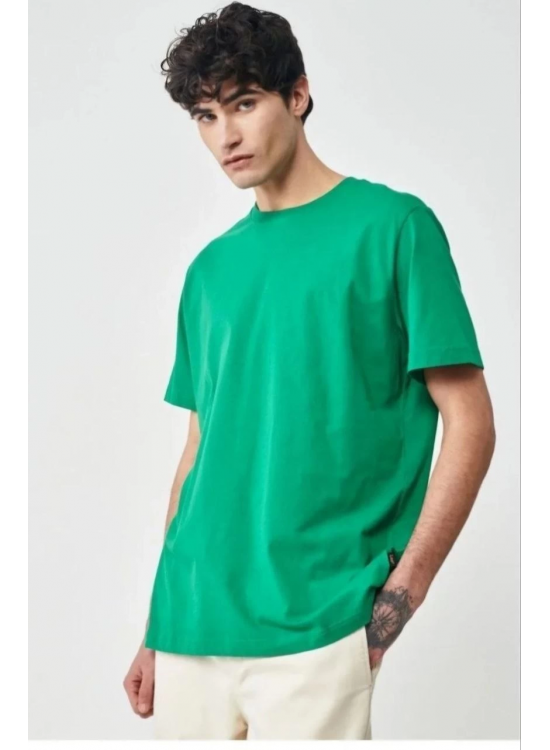 Erkek Düz Penye Tişört Bisiklet Yaka Kısa Kol Regular Fit T-Shirt - Yeşil Erkek Düz Penye Tişört Bisiklet Yaka Kısa Kol Regular Fit T-Shirt - Yeşil