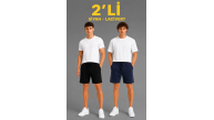 Erkek 2'li Pamuklu Şort 3 İplik Şardonsuz Cepli Lastikli Bağcıklı Regular Fit - Siyah & Lacivert Erkek 2'li Pamuklu Şort 3 İplik Şardonsuz Cepli Lastikli Bağcıklı Regular Fit - Siyah & Lacivert