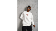Erkek 3 İplik Pamuklu Bisiklet Yaka Gangster Baskılı Sweatshirt - Beyaz