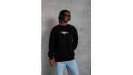 Erkek 3 İplik Pamuklu Bisiklet Yaka Gangster Baskılı Sweatshirt - Siyah