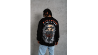 Erkek 3 İplik Pamuklu Bisiklet Yaka Gangster Baskılı Sweatshirt - Siyah