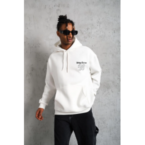 Erkek 98 Baskılı Kapşonlu 3 iplik pamuklu Sweatshirt hoodie - Beyaz