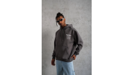 Erkek 3 İplik Pamuklu Kapüşonlu Baskılı Cepli Oversize Sweatshirt Hoodie - Gri Erkek 3 İplik Pamuklu Kapüşonlu Baskılı Cepli Oversize Sweatshirt Hoodie - Gri