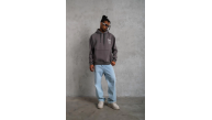 Erkek 3 İplik Pamuklu Kapüşonlu Baskılı Cepli Oversize Sweatshirt Hoodie - Gri Erkek 3 İplik Pamuklu Kapüşonlu Baskılı Cepli Oversize Sweatshirt Hoodie - Gri