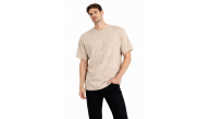 Erkek Asit Yıkama Bisiklet Yaka Kısa Kollu Oversize T-Shirt Tişört - Bej Erkek Asit Yıkama Bisiklet Yaka Kısa Kollu Oversize T-Shirt Tişört - Bej