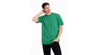 Erkek Asit Yıkama Bisiklet Yaka Kısa Kollu Oversize T-Shirt Tişört - Yeşil