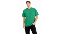 Erkek Asit Yıkama Bisiklet Yaka Kısa Kollu Oversize T-Shirt Tişört - Yeşil