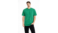 Erkek Asit Yıkama Bisiklet Yaka Kısa Kollu Oversize T-Shirt Tişört - Yeşil