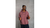 Erkek 3 İplik Pamuklu Kapüşonlu Baskılı Cepli Oversize Sweatshirt Hoodie - Gül Kurusu Erkek 3 İplik Pamuklu Kapüşonlu Baskılı Cepli Oversize Sweatshirt Hoodie - Gül Kurusu