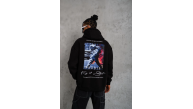 Erkek 3 İplik Pamuklu Kapüşonlu Baskılı Cepli Oversize Sweatshirt Hoodie - Siyah Erkek 3 İplik Pamuklu Kapüşonlu Baskılı Cepli Oversize Sweatshirt Hoodie - Siyah