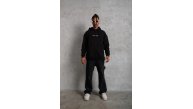 Erkek 3 İplik Pamuklu Kapüşonlu Baskılı Cepli Oversize Sweatshirt Hoodie - Siyah Erkek 3 İplik Pamuklu Kapüşonlu Baskılı Cepli Oversize Sweatshirt Hoodie - Siyah