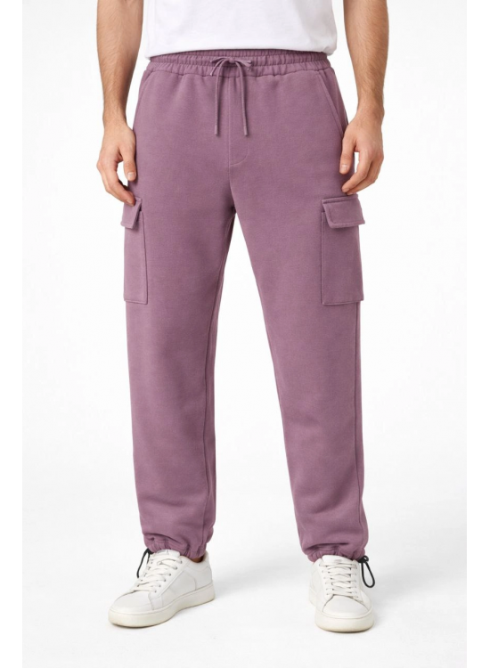 Erkek Baggy 3 İplik Kargo Cepli Eşofman Altı Ayarlanabilir Paça Pantolon - Gül Kurusu Erkek Baggy 3 İplik Kargo Cepli Eşofman Altı Ayarlanabilir Paça Pantolon - Gül Kurusu