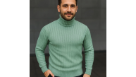 Erkek Tam Boğazlı Balıkçı Yaka Triko Kazak Kalın Fitilli - Mint Yeşili Erkek Tam Boğazlı Balıkçı Yaka Triko Kazak Kalın Fitilli - Mint Yeşili
