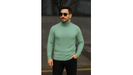 Erkek Tam Boğazlı Balıkçı Yaka Triko Kazak Kalın Fitilli - Mint Yeşili Erkek Tam Boğazlı Balıkçı Yaka Triko Kazak Kalın Fitilli - Mint Yeşili