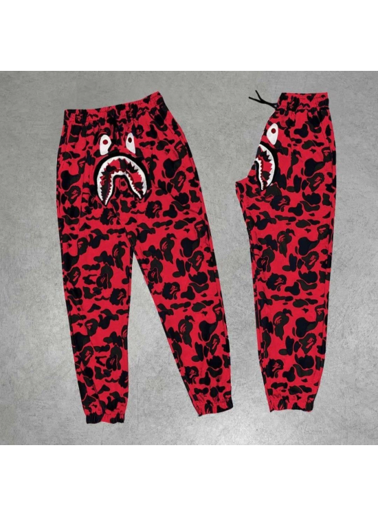 Erkek Pubg Bape x Shark Eşofman Altı - Kırmızı
