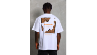 Erkek Baskılı Tişört Kısa Kol Bisiklet Yaka Oversize T-Shirt - Beyaz