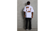 Erkek Baskılı Tişört Kısa Kol Bisiklet Yaka Oversize T-Shirt - Beyaz