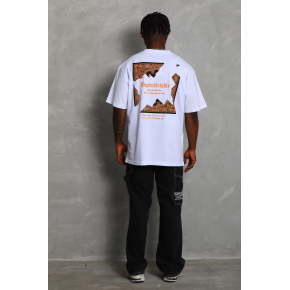 Erkek Baskılı Tişört Kısa Kol Bisiklet Yaka Oversize T-Shirt - Beyaz