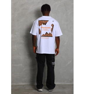Erkek Baskılı Tişört Kısa Kol Bisiklet Yaka Oversize T-Shirt - Beyaz
