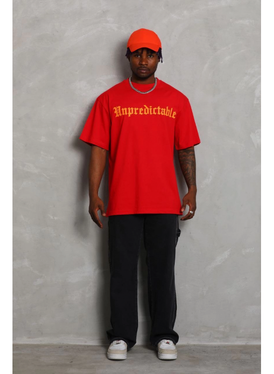 Erkek Baskılı Tişört Kısa Kol Bisiklet Yaka Oversize T-Shirt - Kırmızı Erkek Baskılı Tişört Kısa Kol Bisiklet Yaka Oversize T-Shirt - Kırmızı