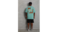 Erkek Baskılı Tişört Kısa Kol Bisiklet Yaka Oversize T-Shirt - Mint Yeşili