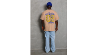 Erkek Baskılı Tişört Kısa Kol Bisiklet Yaka Oversize T-Shirt - Bej