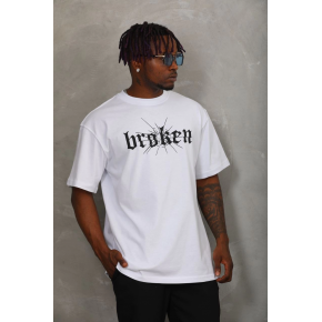 Erkek Baskılı T-Shirt Kısa Kol Bisiklet Yaka Regular Fit Rahat Kalıp Günlük Tişört - Beyaz