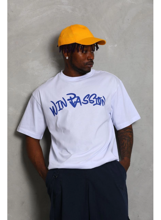 Erkek Baskılı Tişört Kısa Kol Bisiklet Yaka Oversize T-Shirt - Beyaz Erkek Baskılı Tişört Kısa Kol Bisiklet Yaka Oversize T-Shirt - Beyaz