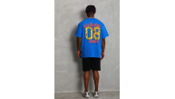 Erkek Baskılı Tişört Kısa Kol Bisiklet Yaka Oversize T-Shirt - Mavi Erkek Baskılı Tişört Kısa Kol Bisiklet Yaka Oversize T-Shirt - Mavi