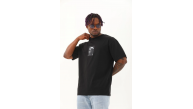 Erkek Kısa Kol Yazlık Tişört Bisiklet Yaka Baskılı Oversize T-Shirt - Siyah