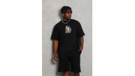 Erkek Baskılı Tişört Kısa Kol Bisiklet Yaka Oversize T-Shirt - Siyah Erkek Baskılı Tişört Kısa Kol Bisiklet Yaka Oversize T-Shirt - Siyah
