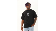 Erkek Kısa Kol Yazlık Tişört Bisiklet Yaka Baskılı Oversize T-Shirt - Siyah