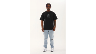 Erkek Kısa Kol Yazlık Tişört Bisiklet Yaka Baskılı Oversize T-Shirt - Siyah