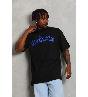 Erkek Baskılı Tişört Kısa Kol Bisiklet Yaka Oversize T-Shirt - Siyah