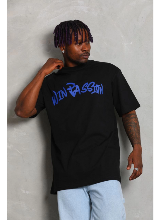 Erkek Baskılı Tişört Kısa Kol Bisiklet Yaka Oversize T-Shirt - Siyah Erkek Baskılı Tişört Kısa Kol Bisiklet Yaka Oversize T-Shirt - Siyah