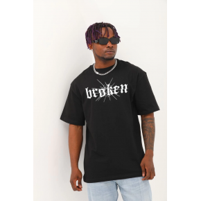 Erkek Baskılı T-Shirt Kısa Kol Bisiklet Yaka Regular Fit Rahat Kalıp Günlük Tişört - Siyah