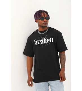 Erkek Baskılı T-Shirt Kısa Kol Bisiklet Yaka Regular Fit Rahat Kalıp Günlük Tişört - Siyah
