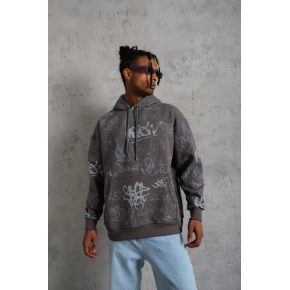 Erkek 3 İplik Pamuklu Kapüşonlu Kanguru Cepli Sweatshirt Hoodie -  Gri