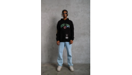 Erkek 3 İplik Pamuklu Kapüşonlu Baskılı Cepli Oversize Sweatshirt Hoodie - Siyah Erkek 3 İplik Pamuklu Kapüşonlu Baskılı Cepli Oversize Sweatshirt Hoodie - Siyah