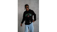 Erkek 3 İplik Pamuklu Kapüşonlu Baskılı Cepli Oversize Sweatshirt Hoodie - Siyah Erkek 3 İplik Pamuklu Kapüşonlu Baskılı Cepli Oversize Sweatshirt Hoodie - Siyah