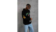 Erkek 3 İplik Pamuklu Kapüşonlu Baskılı Cepli Oversize Sweatshirt Hoodie - Siyah Erkek 3 İplik Pamuklu Kapüşonlu Baskılı Cepli Oversize Sweatshirt Hoodie - Siyah